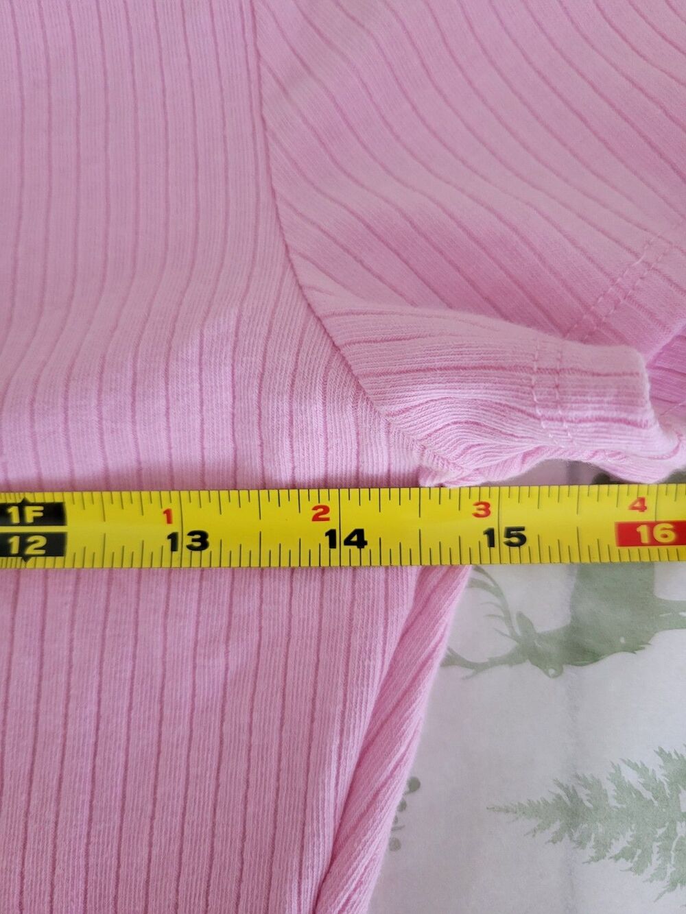Pink Ribbed Baby Tee Short Sleeve Fitted Stretch Y2K Women's Medium Crew Neck - Picture 4 of 5